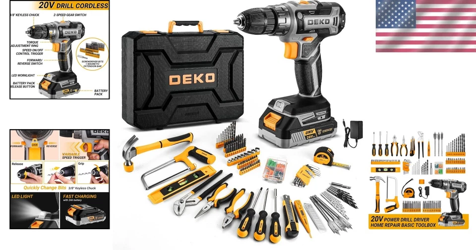 All-in-One 20V Lithium-Ion Electric Drill Set - Fast Charging & Portable Case - Image 2 of 4