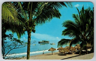 Mexico Puerto Vallarta Playa del Sol Beach Boats Matching 1972 Cancel Postcard