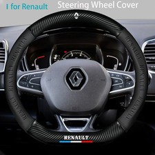 15" PU Leather+Carbon Fibre Steering Wheel Cover For Renault Master E-Tech