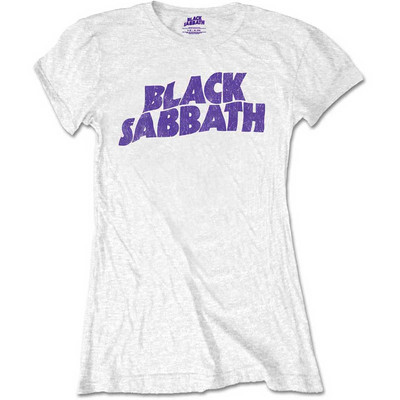 Ladies Black Sabbath White Wavy Logo offiziell Frauen T-Shirt Damen