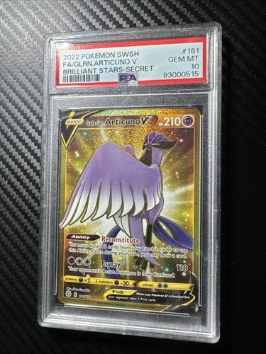 Galarian Articuno V (Secret) Secret Rare SWSH09: Brilliant Stars 181/172 PSA 10