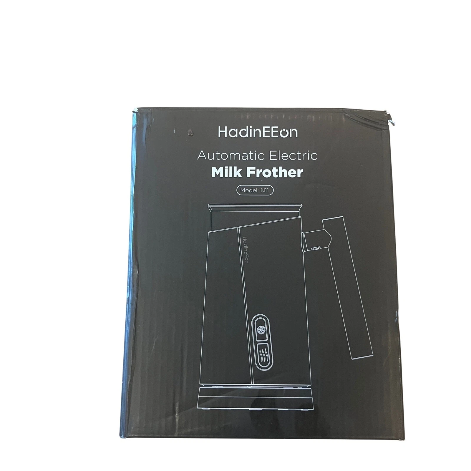 HadinEEon Automatic Electric Milk Frother N11 White Chrome Hot Cold Foam Maker
