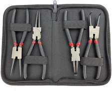 4-teiliges Sicherungsringzangen Set 225 mm gebogen gerade f&uuml;r innen, rutschfest