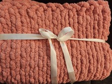 Handknitted Chunky Yarn Throw Blanket
