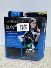 NEW Mission 2-PK Youth-Size Cooling Neck Gaiter Black and Charcoal Face Masks