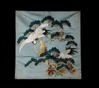 Very Fine Embroidered Silk Fukusa, Auspicious Crane Motifs, 19th Century ZM67