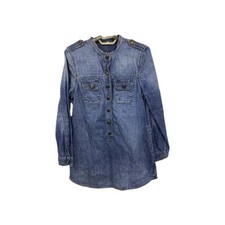 Gap 1969 Women's Long Sleeve Denim Dress Brass Buttons Pockets Size S/P