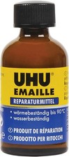 UHU Emaille Reparatur Fl&uuml;ssigemaille Wei&szlig; Flasche Kratzer Infokarte