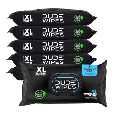 Flushable Wipes 6 Pack 288 Count Extra Large Unscented Adult Wet Wipes