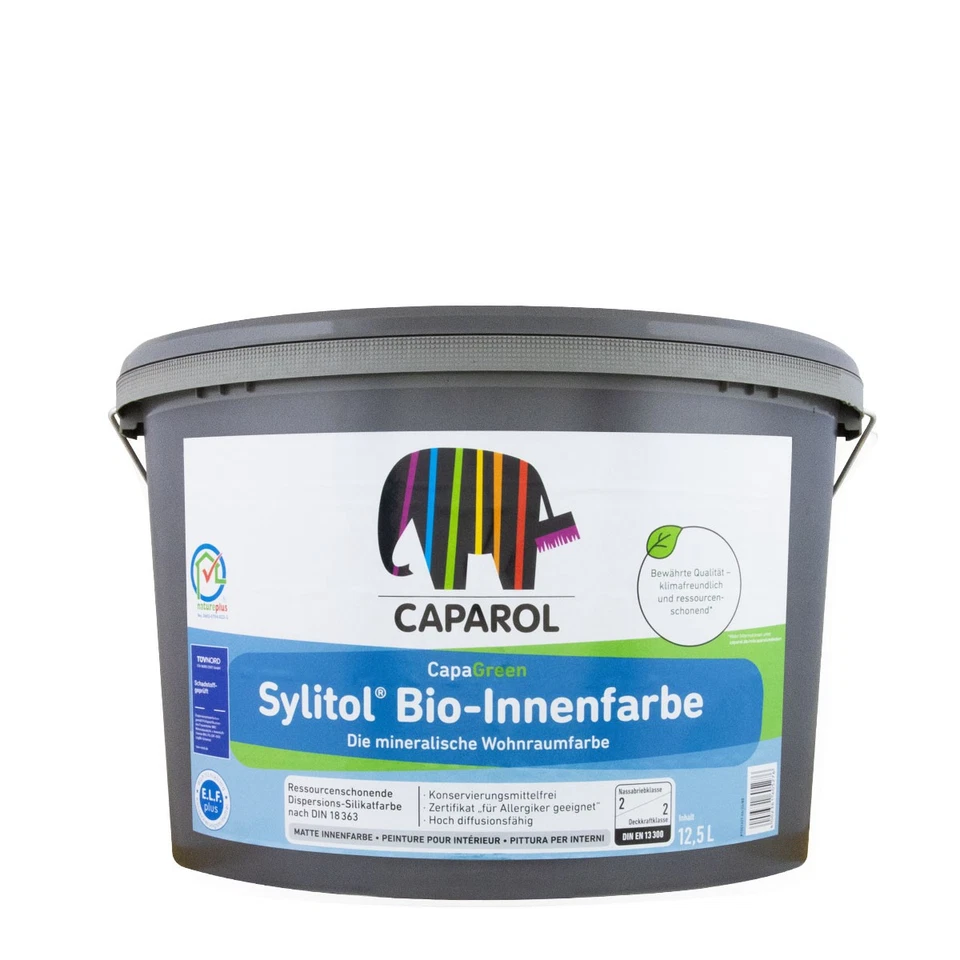 Caparol Sylitol Bio Innenfarbe 12,5L weiß, sehr gut deckende Wandfarbe, Silikatf - Bild 1 von 1