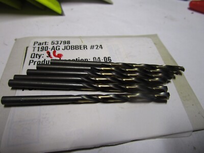 #24 HSS 135° Split Point Black and Gold Finish Jobber Drill QTY 6