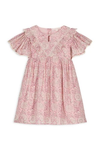 Louise Misha Siloe Party Dress Pink Daisy Garden Floral Flutter Sleeve Ruffle 5 - Picture 3 of 11