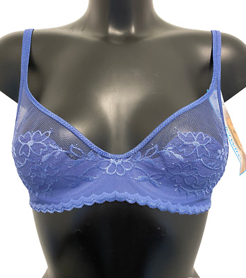 Playtex Magic Feeling Indigo Blau BH 32A Bügel ohne Polster Floral & Mesh