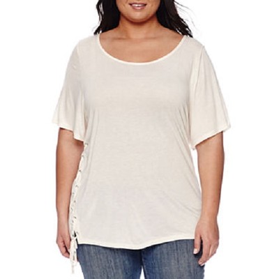 3X a.n.a. brand shirt w/ lace-up sides ivory white boho hippie ana FREE SHIP