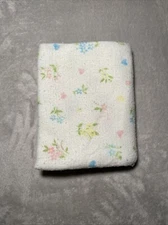 Vintage Chatham Bunny Esmond Baby Receiving Blanket Flowers Hearts Stitch Edge