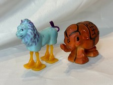 Vtg Celluloid Ramp Walkers Elephant and Lion Toys Made IN Hong Kong