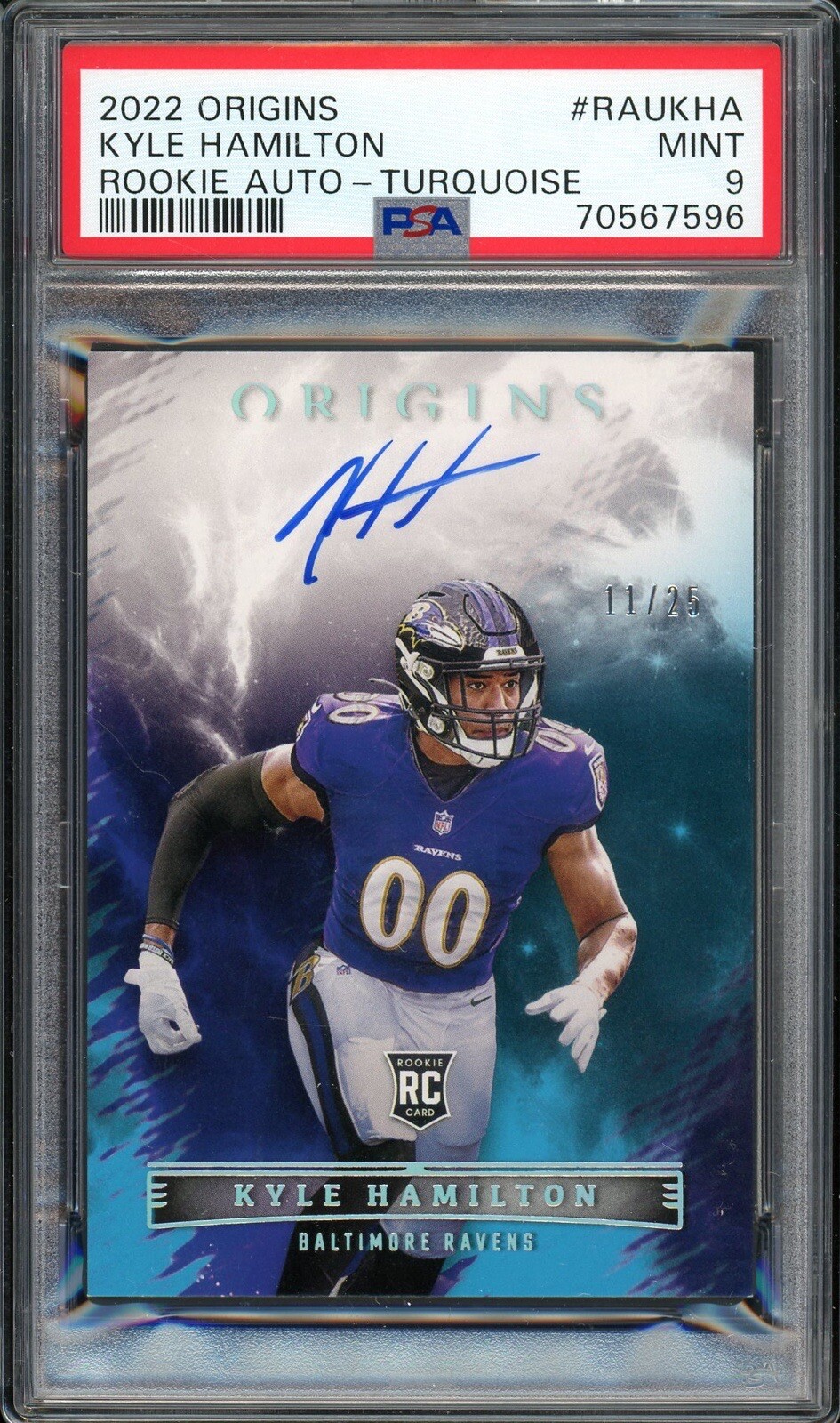 Kyle Hamilton Panini Origins Rookie Autographs #RAUKHA Turquoise
