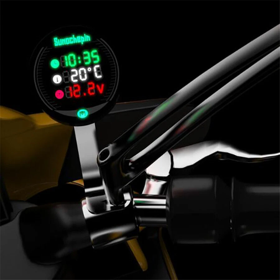 Motorcycle Gauge Digital Water Temperature Voltmeter Time Display Fast Charging - Image 4 of 4