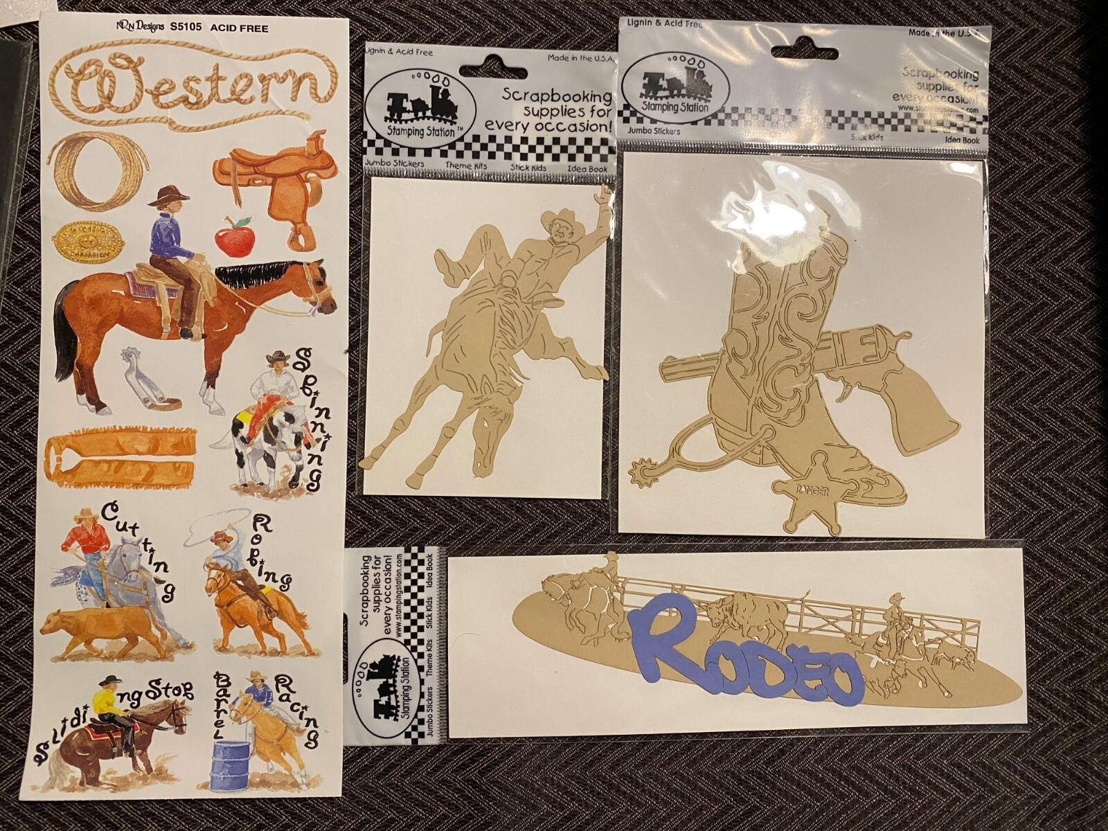 Lot of Western & Cowboy scrapbook paper and stickers (most unopened!)