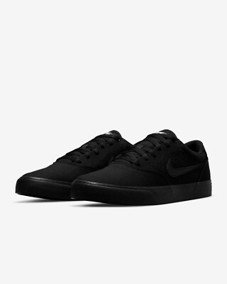 靴 Nike SB Chron 2 Canvas \"Triple Black\" Nike SB Chron 2 Youth Sz 6Y Solid Black Canvas Skateboarding