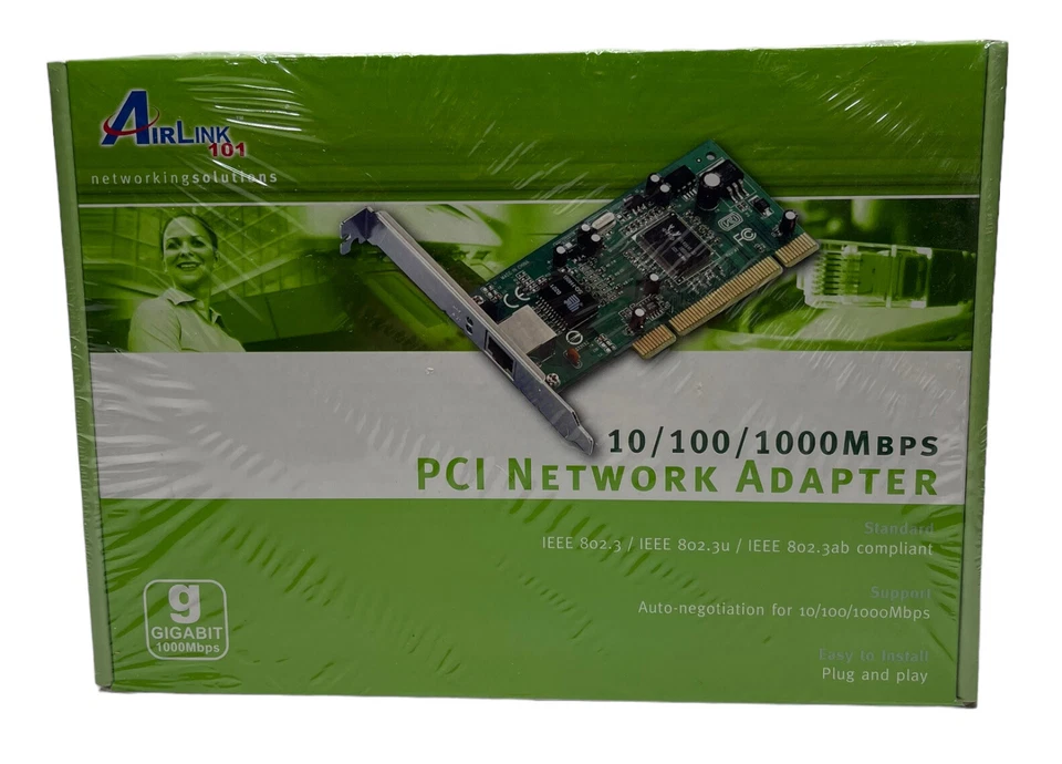 AirLink 101 Gigabit 10 / 100 / 1000 Mbps PCI 32 Bit Network Adapter NEW SEALED - Image 3 of 4