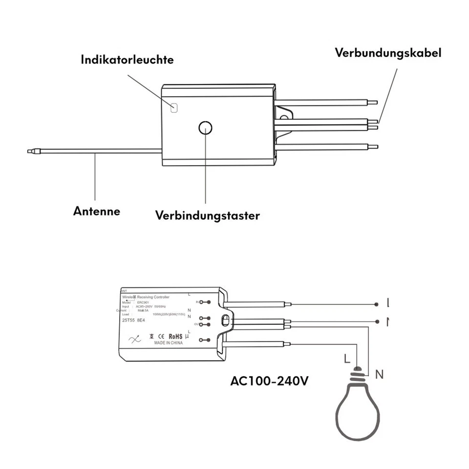 kalb | Drahtloses 230V Funkschalter Set Wandschalter Lichtschalter Batterielos - Bild 3 von 4