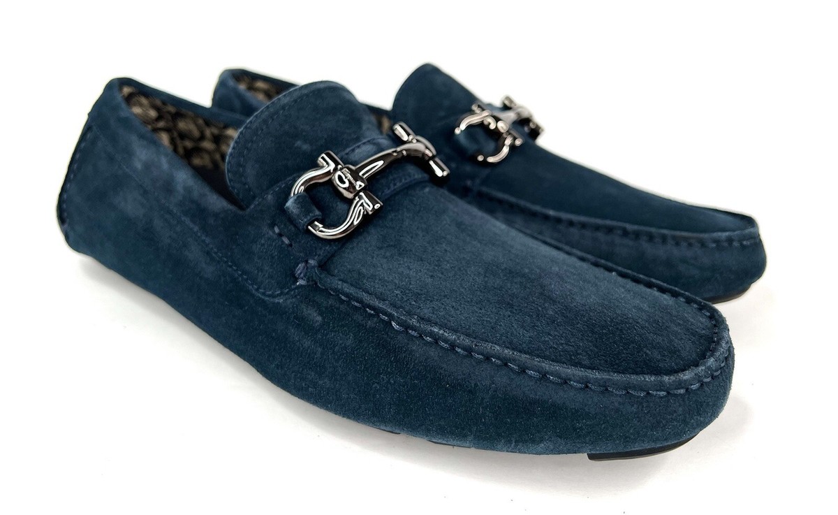 Salvatore Ferragamo men’s logo suede leather Parigi 20 loafers drivers NWB Ferragamo - Parigi New Dark Green Suede Loafer | Mitchell Stores main image 3