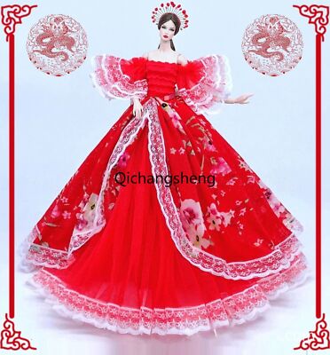 Elegant Wedding Dress 1/6 Doll Clothes 11.5'' Dolls Clothing Outfits Evening Gown