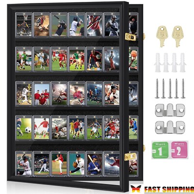 Wandvitrine Holze 35 Abgestufte Schutzbox Sammel Sportkarten-Vitrine 98%UV-Schut