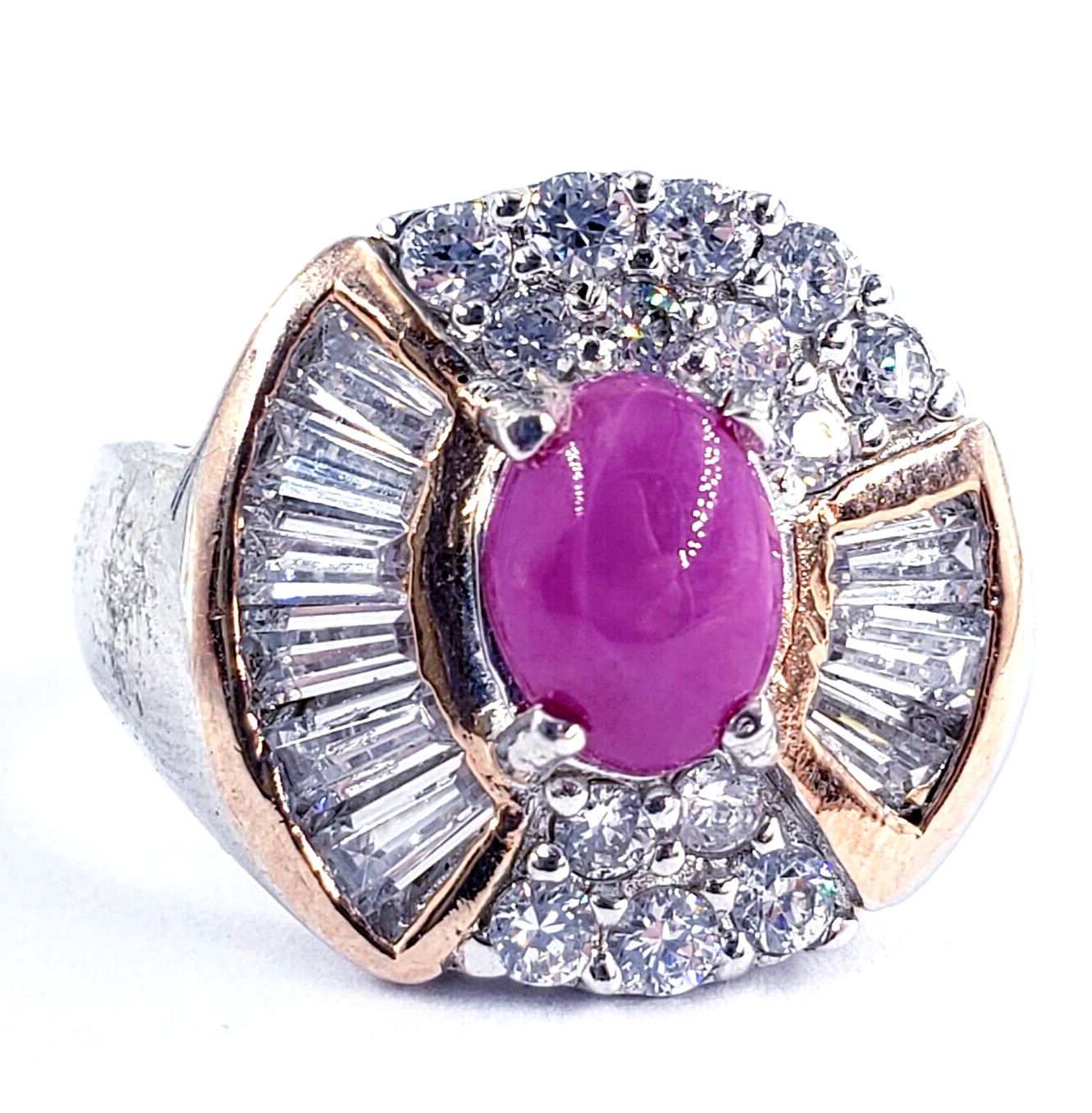 925 Sterling Silver Star Ruby CZ Ring Womens Size… - image 4