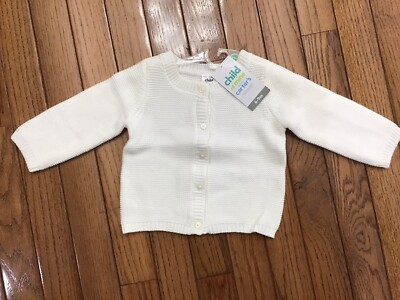 New Child Of Mine By Carters White Knit Cardigan, Buttons For 6-9 Months (C40-11