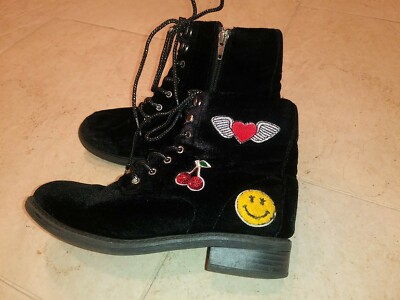 PARIS BLUES- GIRLS BLACK FAUX SUEDE ANKLE BOOTS- SZ 3Y