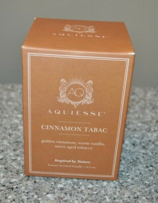 AQUIESSE CINNAMON TABAC Holiday Soy Scented Boxed Gift Candle 6.5 oz ~ NIB