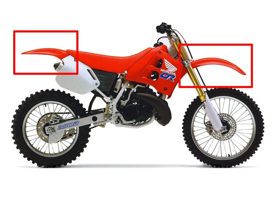 Juego de guardabarros delantero trasero HONDA CR125R CR250R CR125 rojo flash Japón Foto 2 de 4