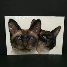 Completed Finished Cross Stitch Siamese Cat Lovers Handmade Gift Unframed
