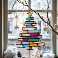 Christmas Book Tree Sun Catcher 2024 Christmas Decoration for Windows Xmas Gift