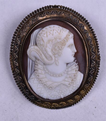 Spectacular Large Cameo Victorian Wire Work Brooch