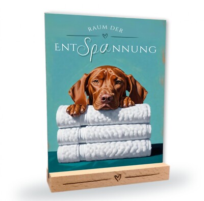 Hundeschild Magyar Vizsla No.2 Entspannung Dog Schild Deko Badezimmer Holzstände