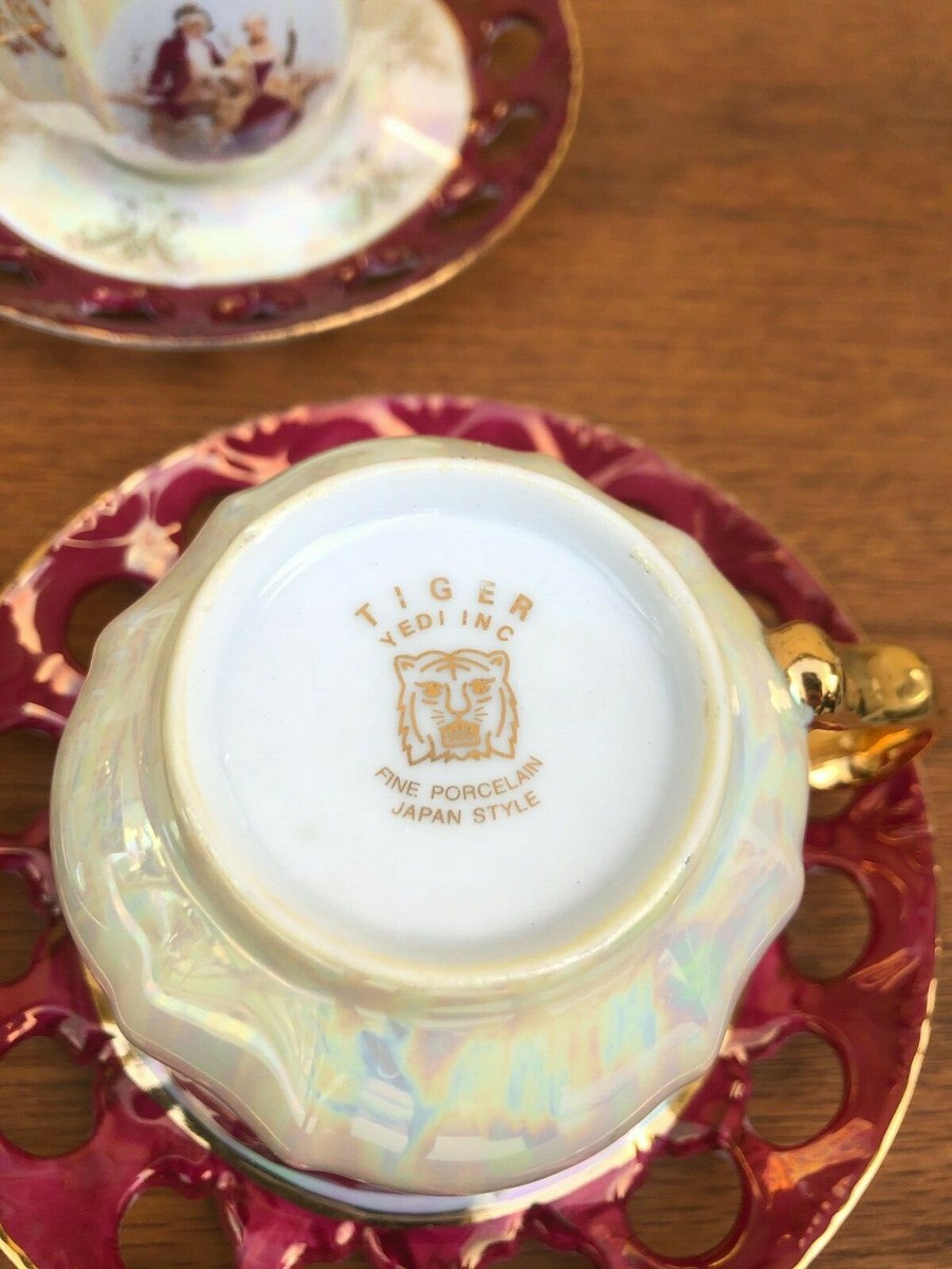Victorian Tiger Yedi Fine Porcelain Japan Style Tea Cups Victorian Tiger Yedi Fine Porcelain Japan Style Tea Cups