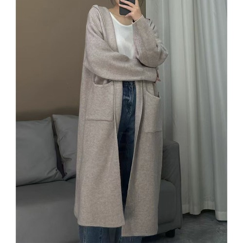 Womens Hooded Long Sweater Jacket Autumn Winter Loose Oversized Knitted Cardigan - Picture 21 of 26