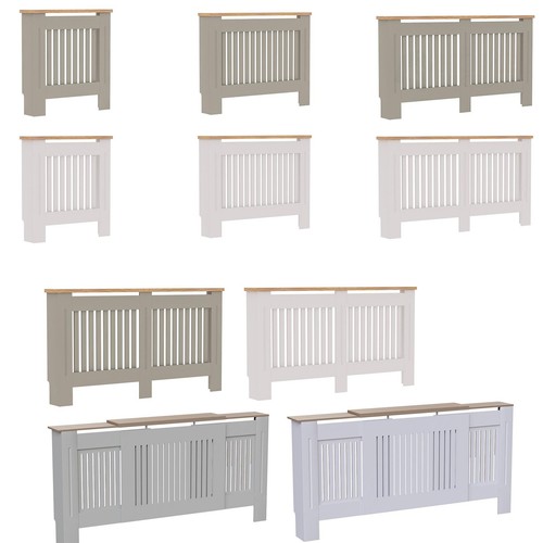 Vida Designs Wooden Radiator Cover Slat Grill Shelf Grey White Furniture - Picture 1 of 91