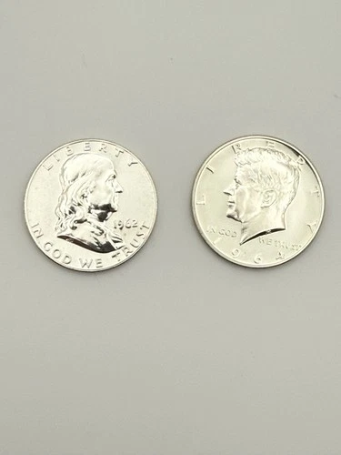 1962 Franklin Proof Half + 1964 Kennedy Proof Half Dollar 90% Silver Lot 2 #031