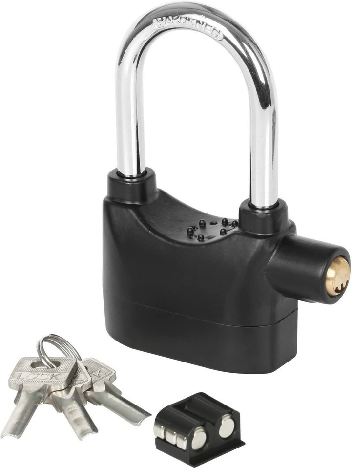 What R Shackles 110db Alarmed Padlock Long NEW Heavy Duty Weatherproof Shackle Padlock ...