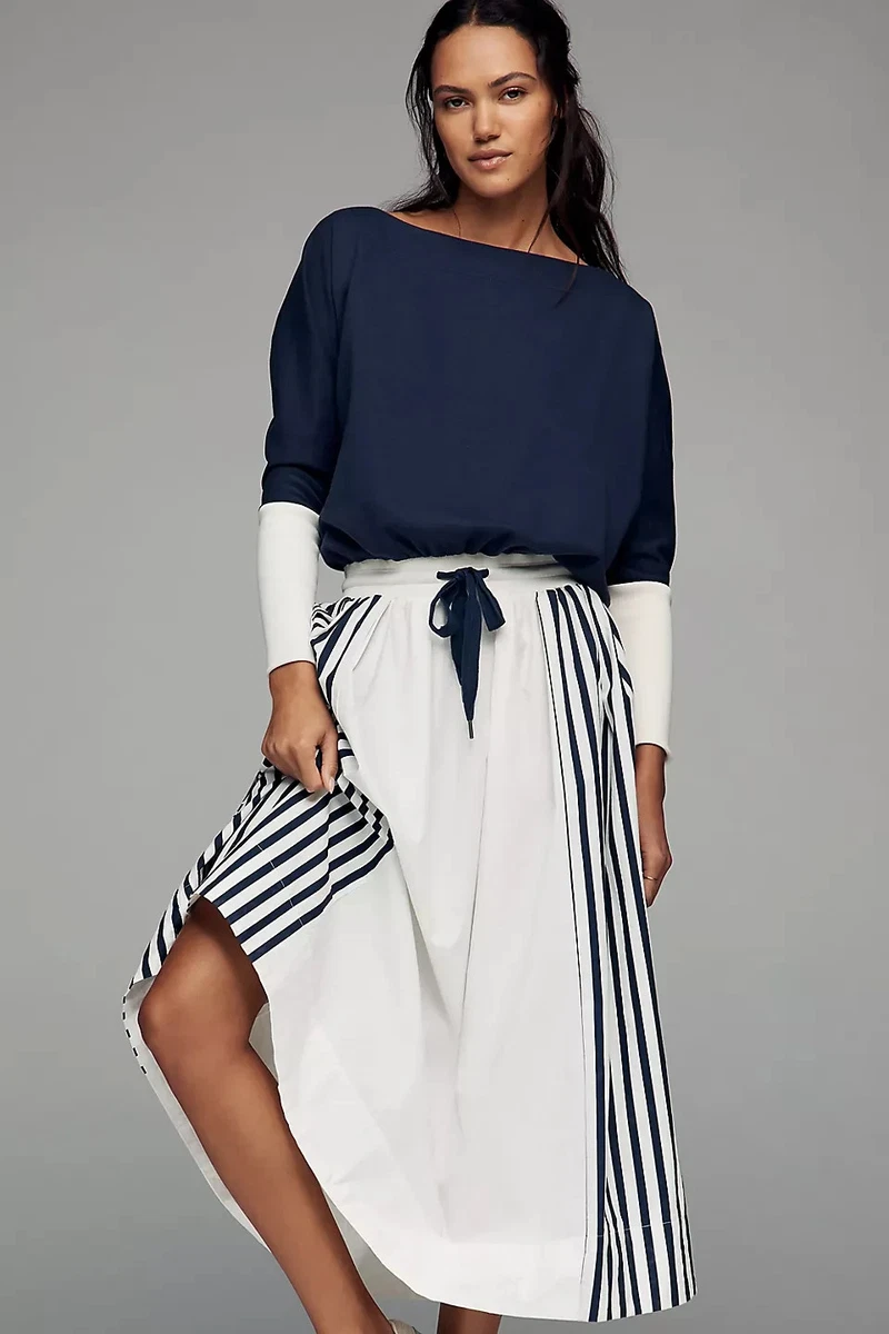 chinese dress ladies Anthropologie Dress Womens 0 Green Button Up Long Sleeve Belted White Striped main image 1