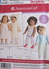 Simplicity #8281 AMERICAN GIRL  18" DOLL CLOTHES UC Sewing Pattern PJ'S ROBE