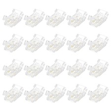 20 Pcs LED Strip Connector 2 Pin 8mm for Strip Lights Transparent Solderless