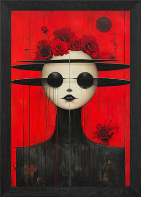 Rote Rose Frau gerahmtes Wandbild Poster Leinwanddruck Bild