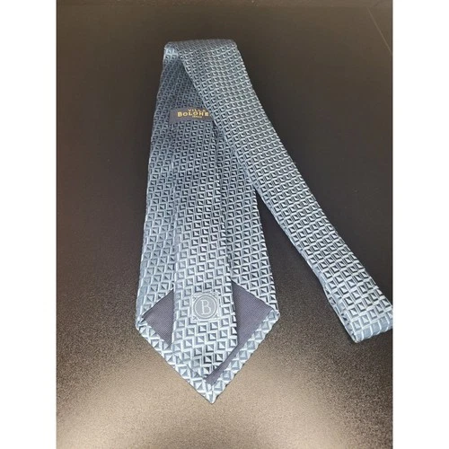 Villa Bolgheri Men’s Necktie Light Blue Geometric 100% Silk Italy Excellent image 6