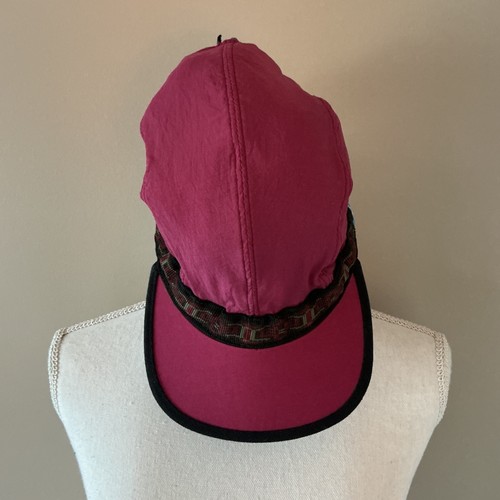 Vintage 1990's Kavu 5 Panel Hat Cap Strapback Size L Rose Pink Nylon Made USA