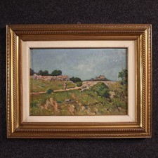 Italienisch Gem&auml;lde &ouml;l auf Karton Malerei signiert Landschaft 20 Jahrhundert